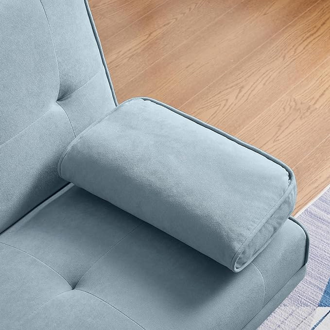 Futon rembourré Weissport 65, Bleu pâle