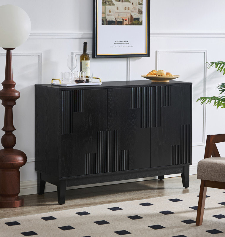 Buffet 44,3 po Mid Century Modern, Noir