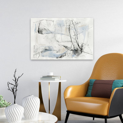 Croquis éthéré minimaliste; Médias mixtes modernes gris anthracite