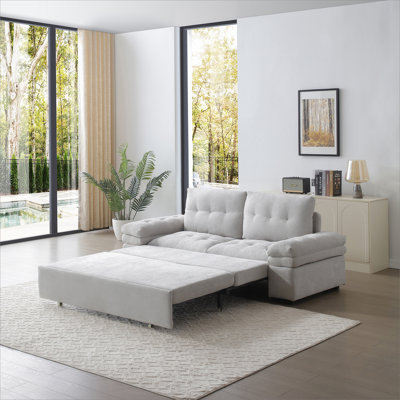 77" Pull Out Sofa Bed, 3-In-1 Convertible Sleeper Sofa With Teddy Chaise by Latitude Run