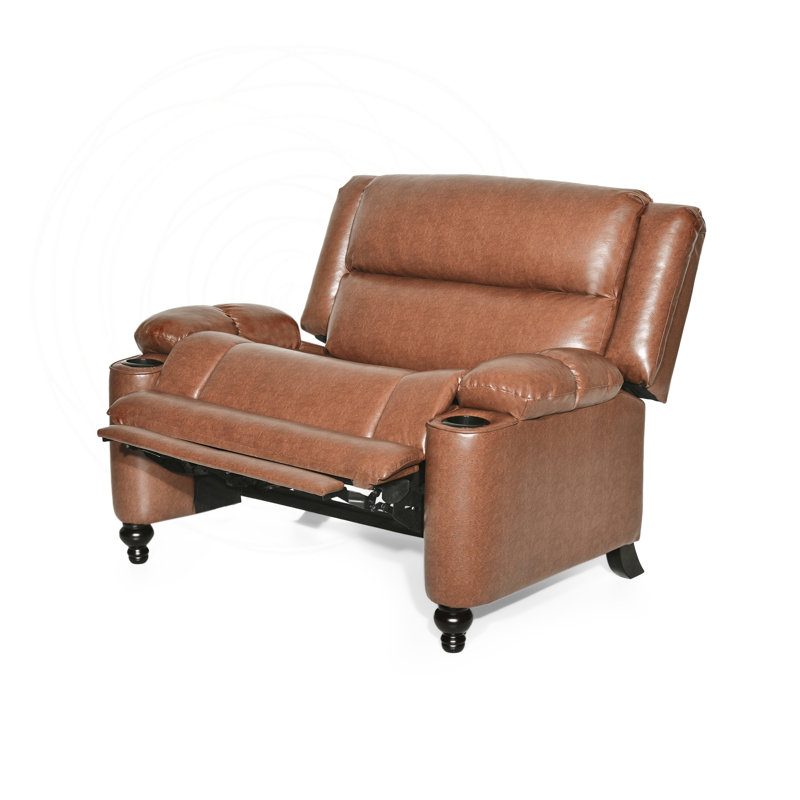 Fauteuil inclinable manuel en similicuir avec porte-gobelets et siège surdimensionné