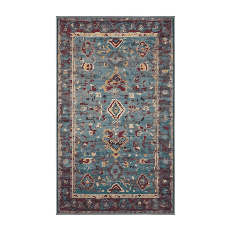 Machine Washable Gray Area Rug, Rectangle 4' x 6'
