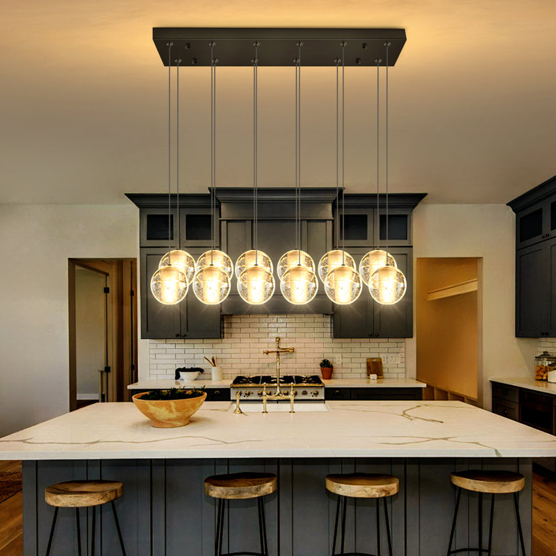 Lustre en cristal 12 lumières DEL, Noir mat