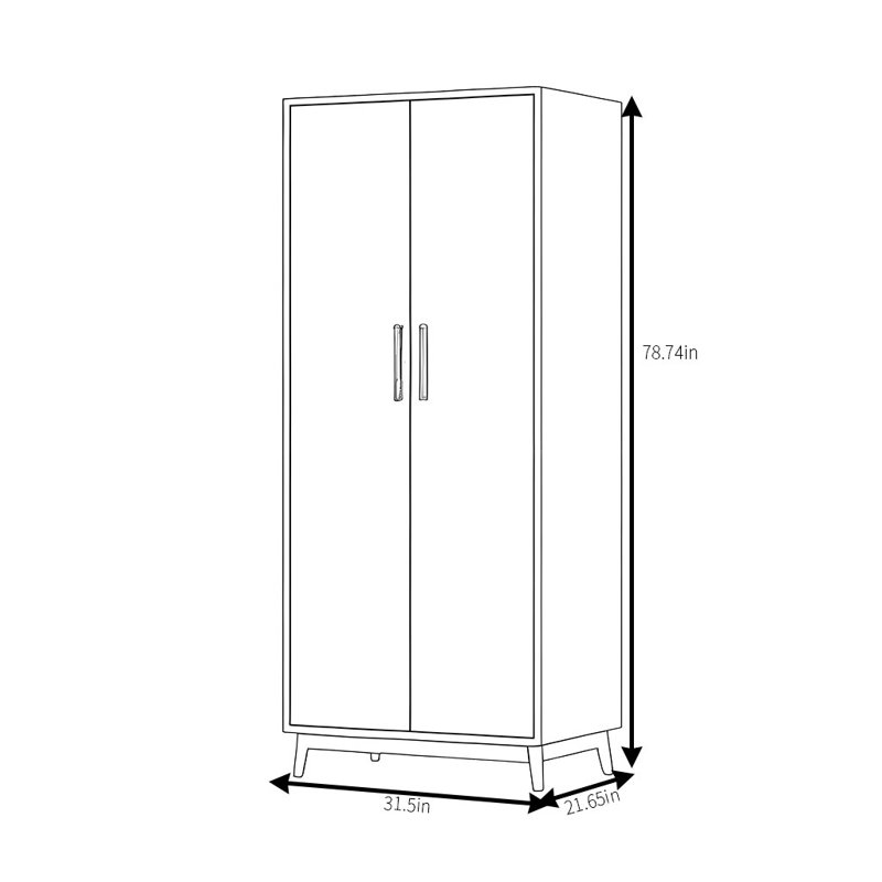 Garde-robe moderne et simple, Noyer/blanc