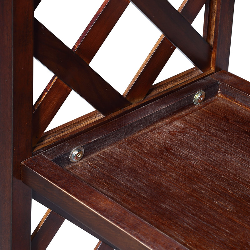 3-Tier Console Table With Storage Shelves, Red Brown
