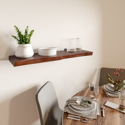 Fiorentino Solid Wood Bracket Shelf with Live Edge