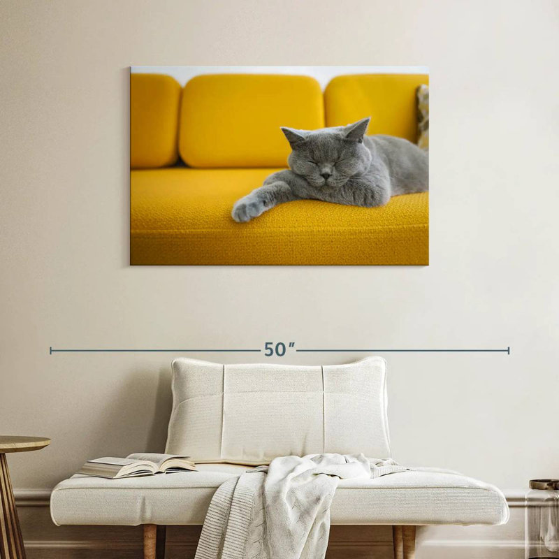 Brampt Cat On Sofa, 26" H x 39" W