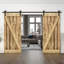 Porte de grange en bois massif lambrissé et métal-86646379-86646391