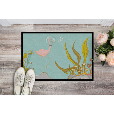 Tapis d’extérieur antidérapant subaquatique flamant rose