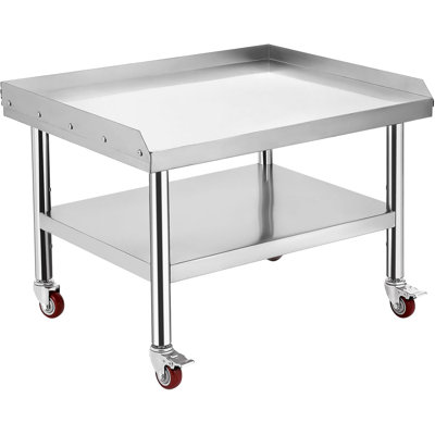 Table d'appoint 48 po x 28 po en acier inoxydable avec rangement réglable