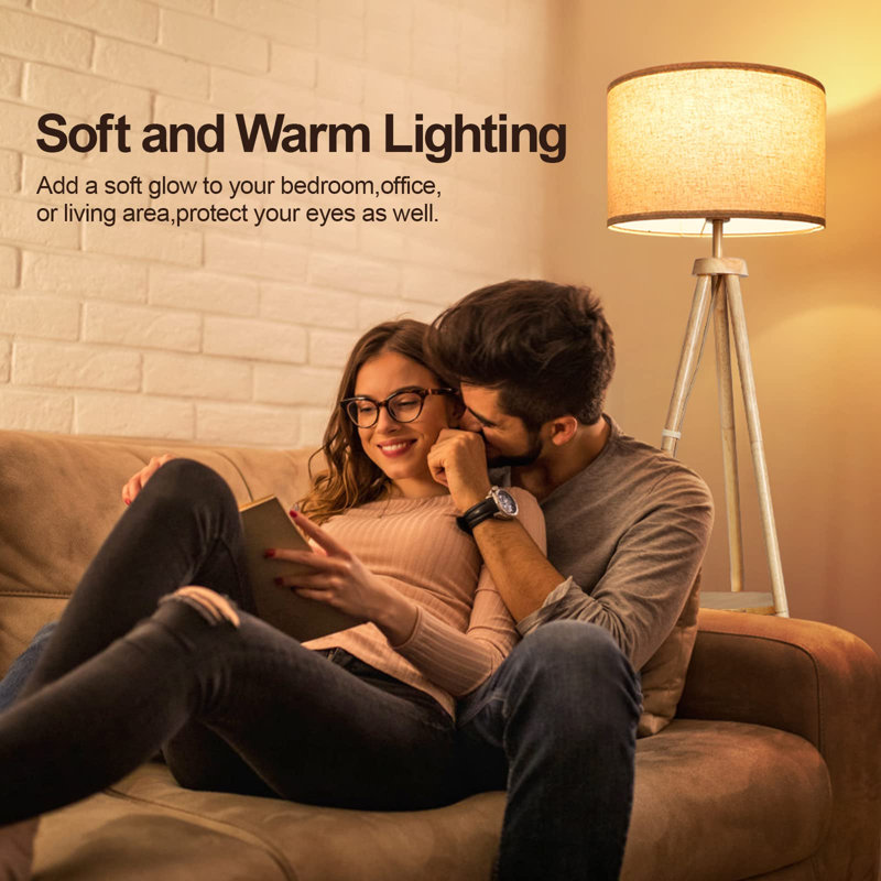 Lampe trépied moderne en bois avec tablettes, télécommande, 63 po de hauteur