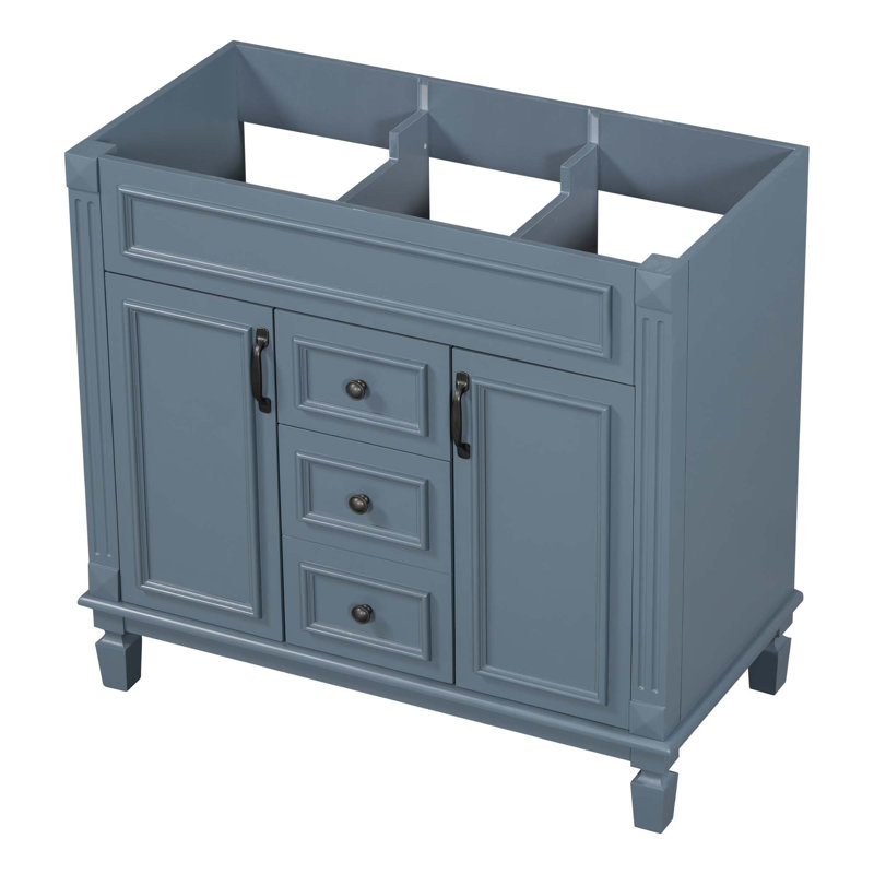 Base de meuble-lavabo moderne avec 2 portes à fermeture douce et 2 tiroirs (PAS D'ÉVIER DE BASSIN)