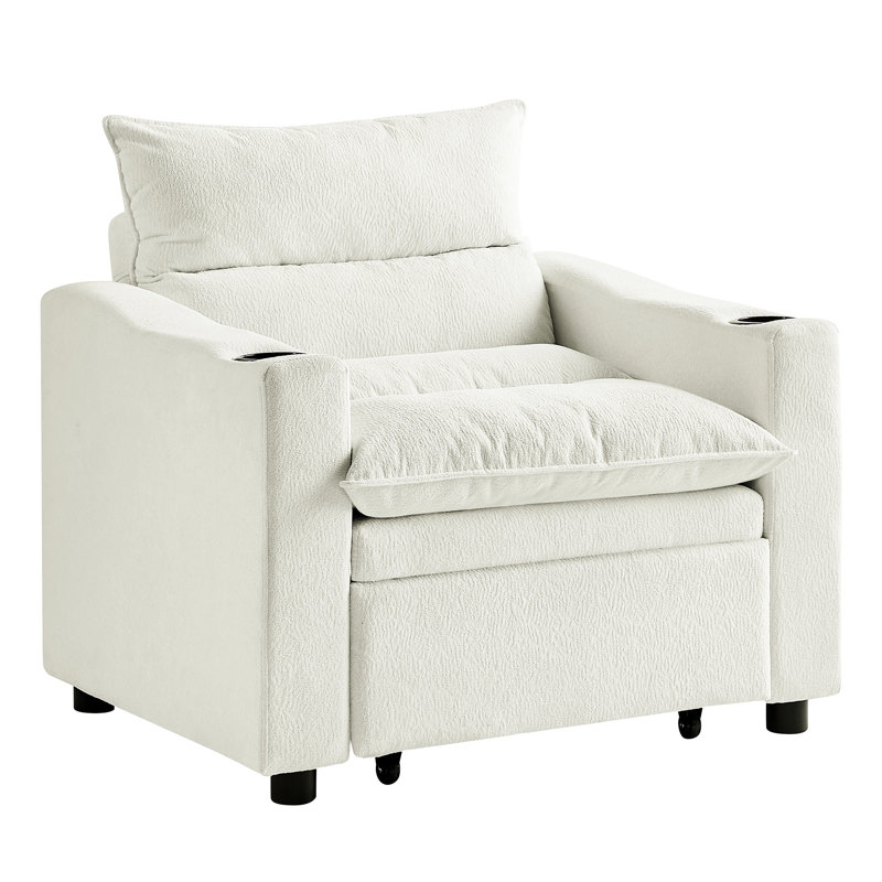 Canapé-lit 31 places convertible beige avec velours pour petit salon, lit ajustable à structure solide et moderne, Beige