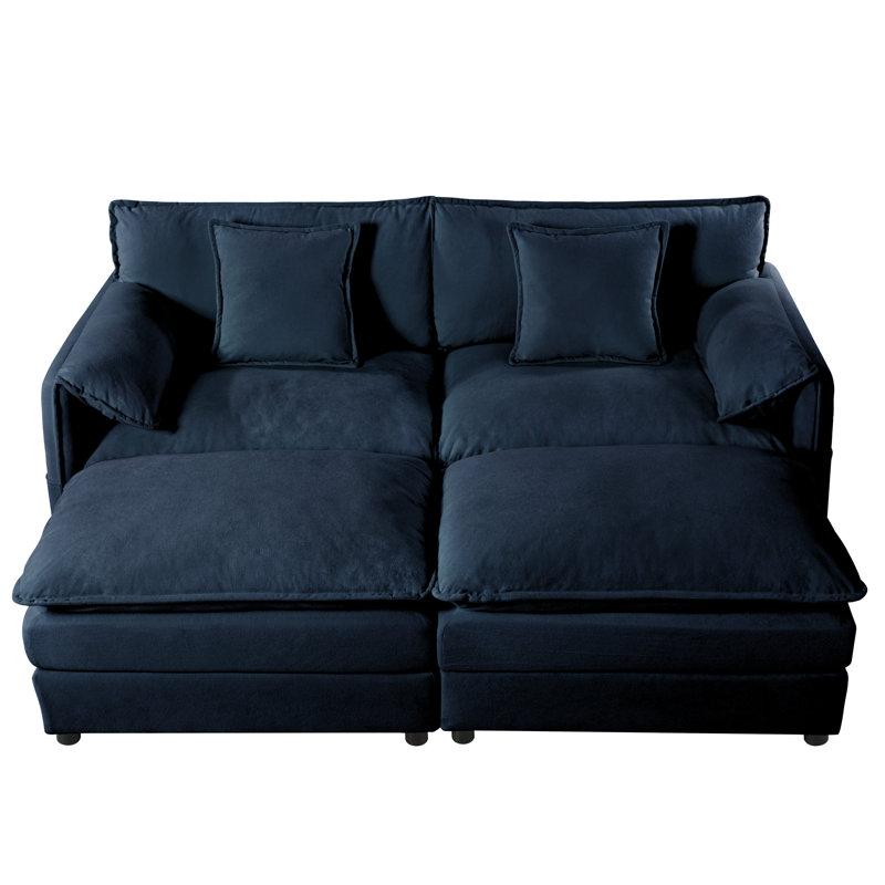 Canapé modulaire Elara, Chenille bleu, 33.46" H x 75.59" W x 57.48" D