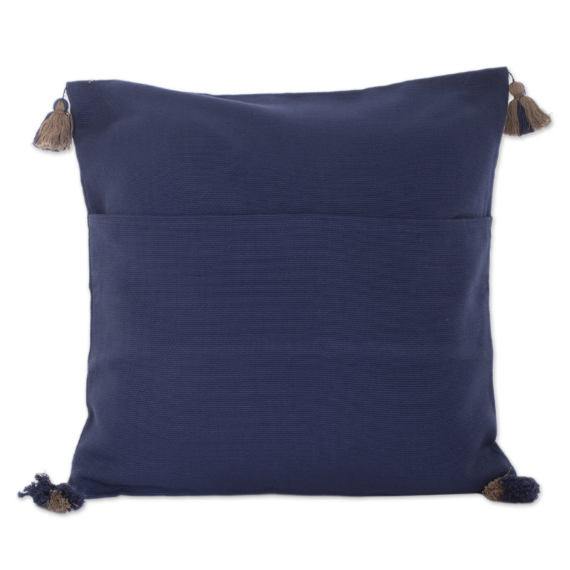 Housse de coussin en coton Novica, Bleu