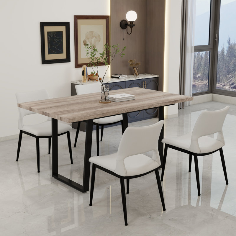 Ensemble de table de salle à manger moderne en MDF avec chaises en polyuréthane blanc pour la maison et la cuisine