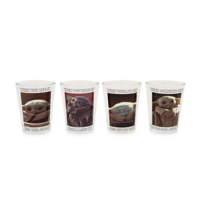 Mini verres à liqueur Star Wars: The Mandalorian Grogu Memes Ensemble de 4