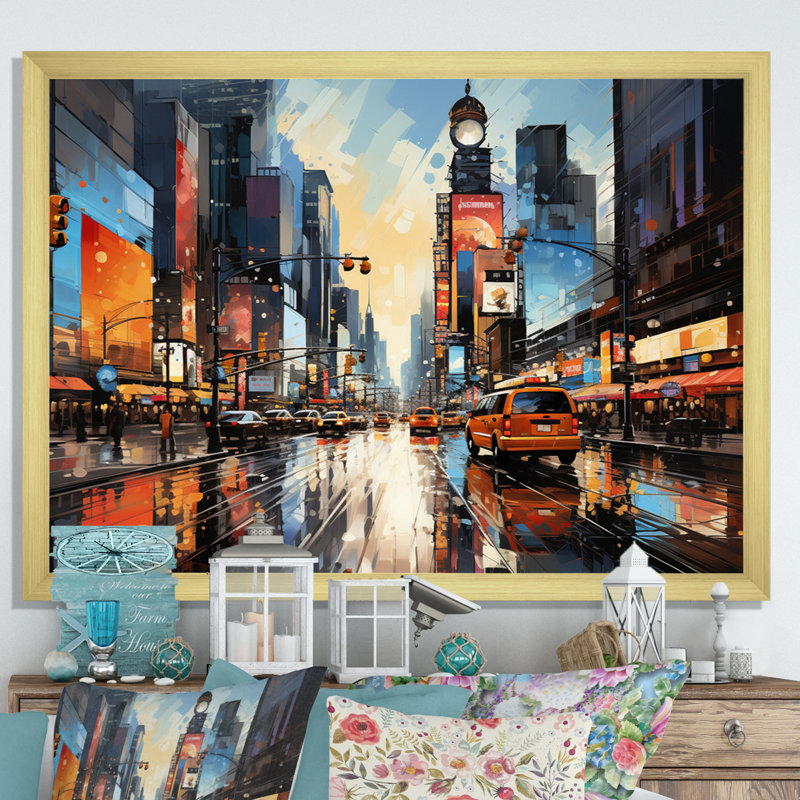 «City Philadelphia Popart II», reproduction d'art sur toile, H 12 po x l 20 po x P 1 po, Cadre doré simple