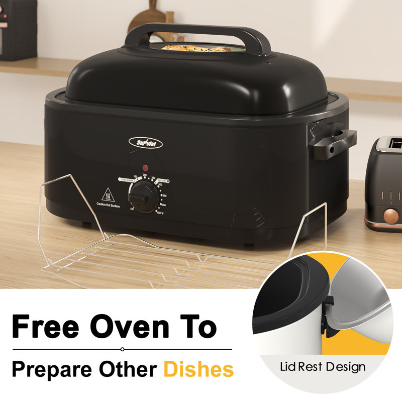 Electric Roaster Oven With Removable Pan, Black, 15qts.