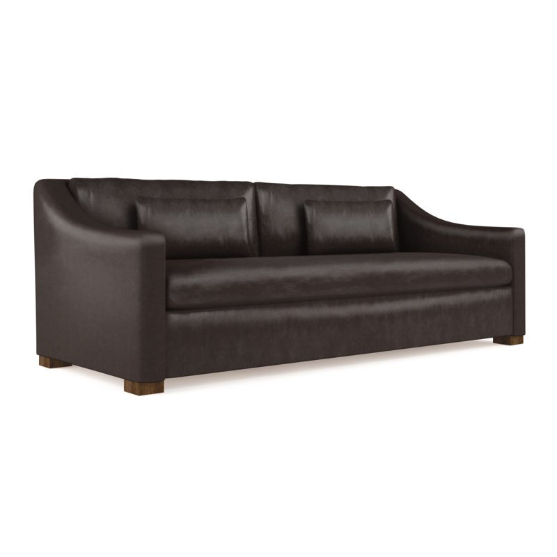 Crosby Slope Arm Sofa, 32.5" H x 84" W x 43" D, Dark Brown, Pebble Weave Linen Alabaster