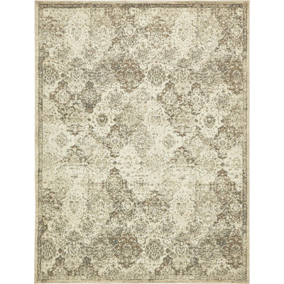 Tapis à motif géométrique brun / gris / brun clair Wilhoit