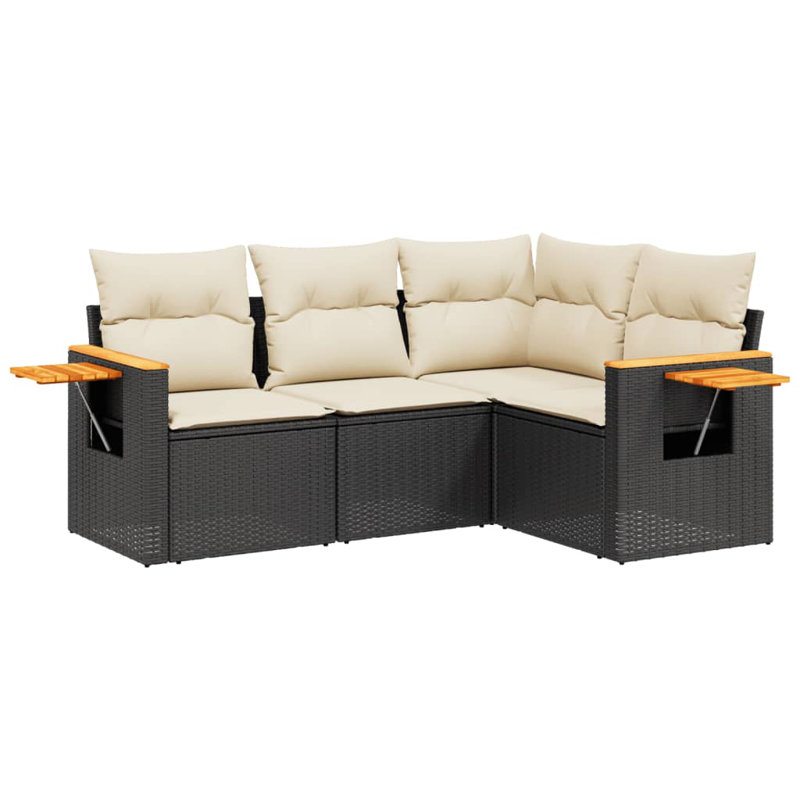 Vidaxl Garden Sofa Set Black, Cream White