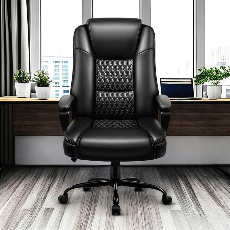 Home Office Chair, 400LBS Big and Tall Heavy Duty Design, Ergonomic High Back Lumbar Back Support, Black, Black