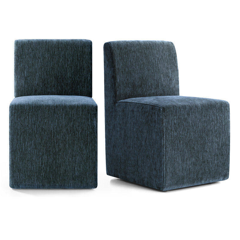 Chaise d'appoint en chenille avec roulettes cachées, Bleu