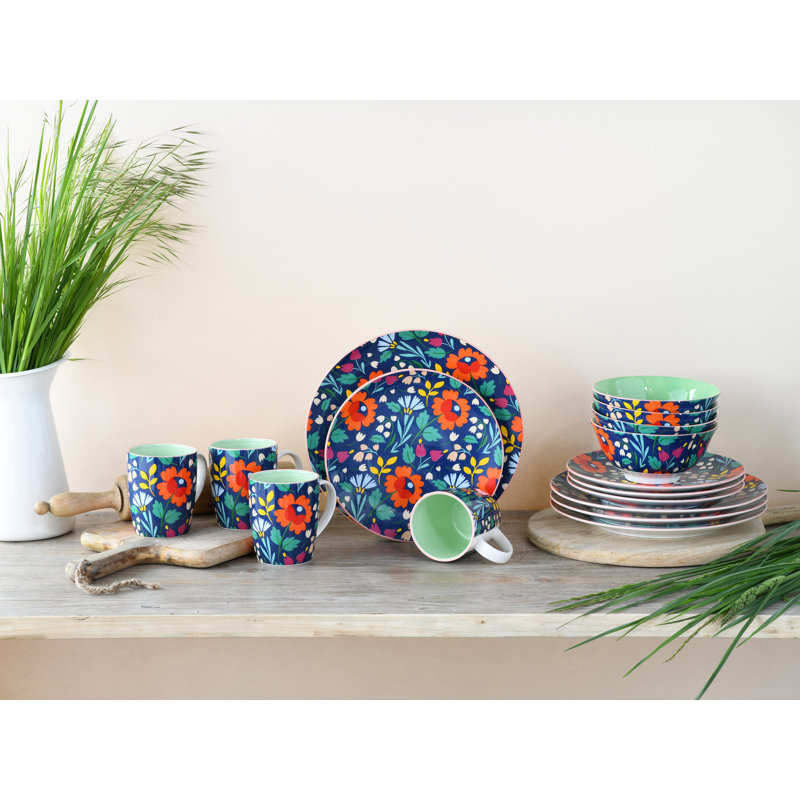 Folklore 16 Piece Dinnerware Set, Service for 4