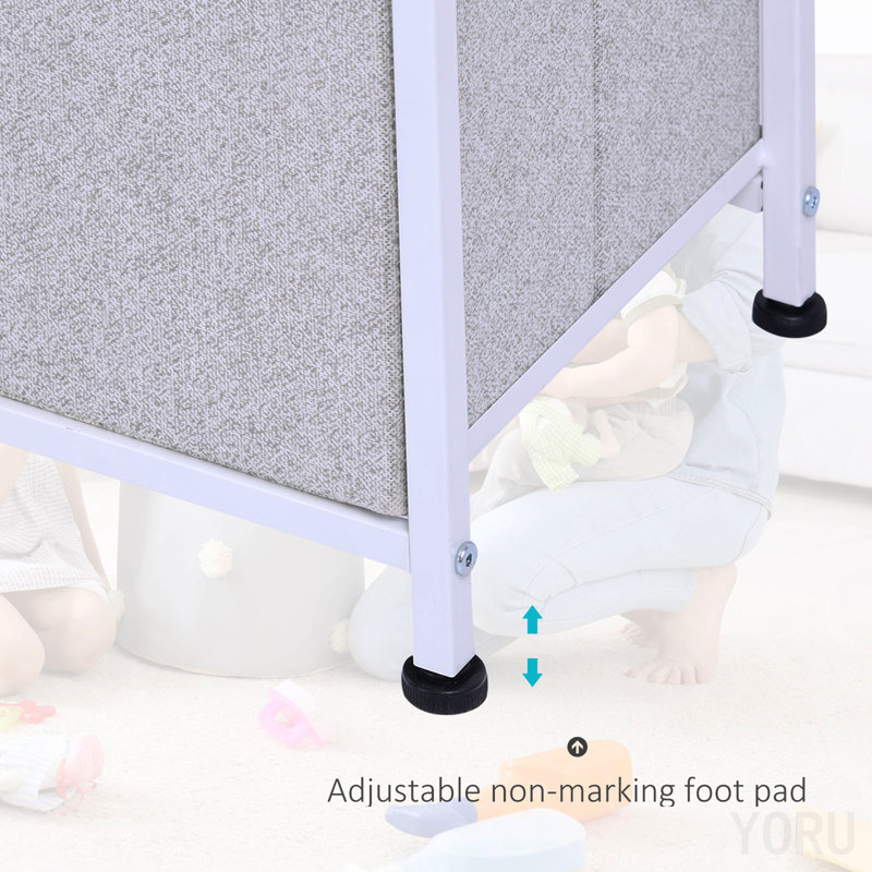 Cube / commode de rangement horizontale 40 po à 5 tiroirs, bacs en tissu - standard