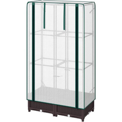 Outdoor Plant Box,Garden Bed With Trellis,With Cover,Drainage Holes And Zipper Door