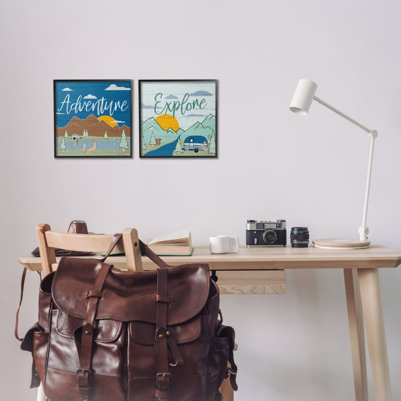 «Adventure Explore Camping 2», ensemble de giclées par Hugo Edwins, Giclée encadrée noir minuit, H 12 po x l 12 po