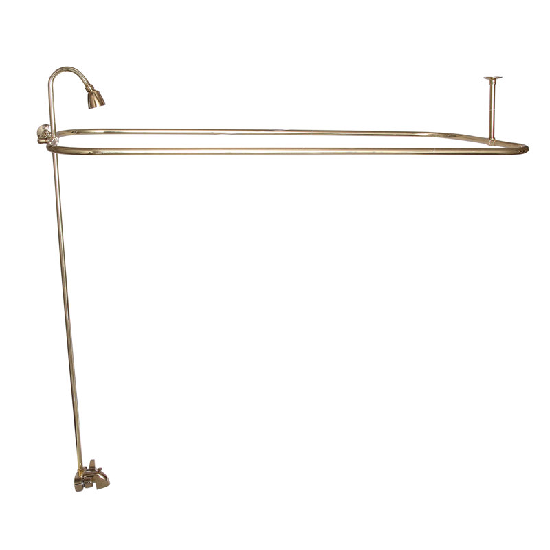 2 Handle Bathroom Clawfoot Tub Faucet with Diverter, Polished Brass