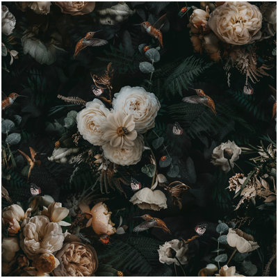 Peel and Stick Wallpaper Removable Dark Floral Wallpaper 17.3 x 393 in Renter Friendly Wallpapers for Bedroom Accent Wall Black Floral Contact Paper Flower Wall Mural