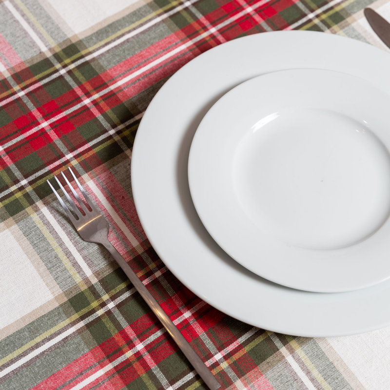 Varnum Plaid Tablecloth, 72" W Round