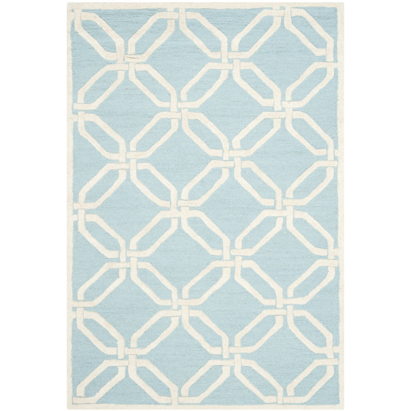 Geometric Wool Hand Woven Area Rug, Rectangle 122 x 183 cm