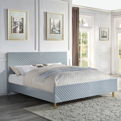 Queen Size Grey Platform Bed Frame