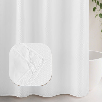 No Hook Embossed Shower Curtain With Snap-In Liner