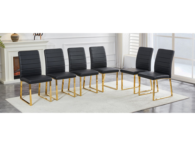 Ensemble de 6 chaises robustes: coussin de 2,1 po d'épaisseur, structure en fer, parfait pour la maison ou le bureau. Couleurs classiques, bon rapport qualité-prix