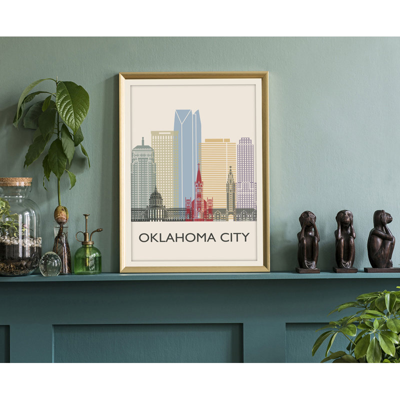 «Oklahoma Illustration US Cities», affiche non encadrée, affiche d'art mural de l'État d'Oklahoma