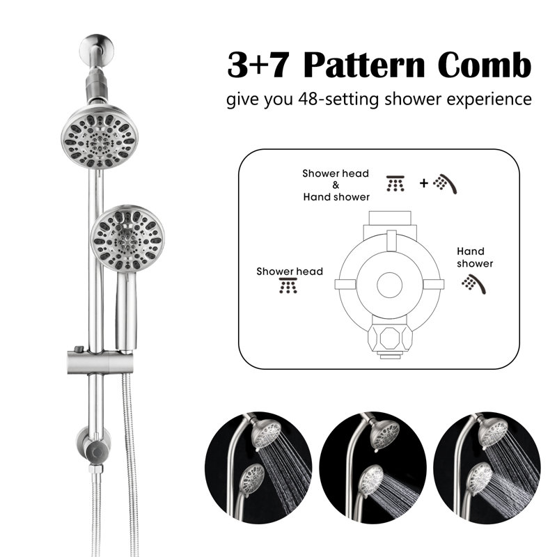 Dual Shower System with Handheld 7-Spray, Chrome