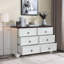Commode à 6 tiroirs Modern Farmhouse pour chambre à coucher, commode de tiroir de chambre en bois avec 6 tiroirs de rangement, commode à 6 tiroirs pour chambre-1087142927