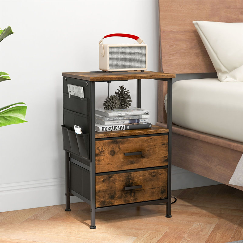 38cm W Metal Bedside Table