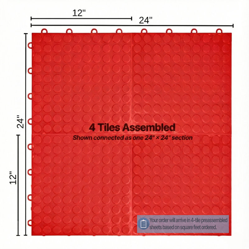 Revêtement de sol modulaire emboîtable pour garage Nitro 12 po x 12 po x 3/8 po , Rouge