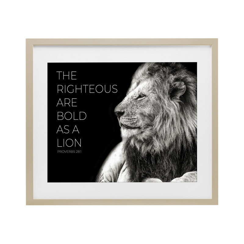 «The Righteous Bold As A Lion», reproduction encadrée sous verre, design par Shelley Lake, H 13 po x l 16 po