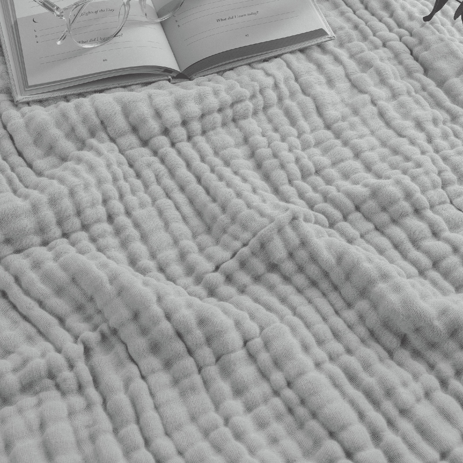Karlina Muslin Blanket, Throw, Gray