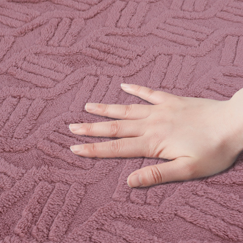 Ensemble de tapis de bain à motif géométrique Scaife, Rosé