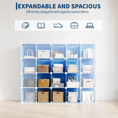 Cube Storage Organizer - Heavy-Duty Modular Cube Shelf, 11.8" x 11.8" x 11.8" Stackable DIY Closet Shelves with Anti-Tip Feet & Tool Kit