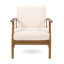 Stylish Wood Club Chair With Water- Fabric, 27.68 Depth In Cream Color, Made