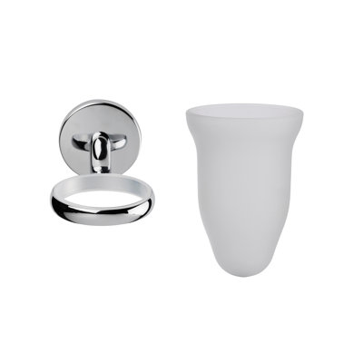 Hampstead Frosted Glass Bathroom Tumbler with Holder